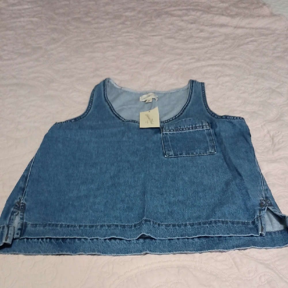 Universal Thread Blue Denim Tank Top with Chest Pocket